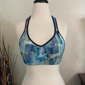 Lululemon Speed Up Sun‎ Dazed Multi Blue Racerback Sports Bra Size 4
